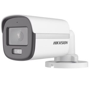 Hikvision Turbo HD Camera with ColorVu DS-2CE10KF0T-FS - Cámara de videovigilancia - bala - para exteriores - resistente al polvo/resistente al agua - color (Día y noche) - 2960 x 1665 - 1080p, 3K - montaje M12 - focal fijado - audio - con cable - compuesto, AHD, CVI, TVI - DC 12 V