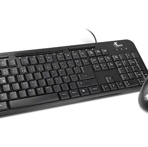 Xtech - Keyboard and mouse set - Wired - Spanish - USB - Black - Multimedia XTK-301S