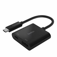 Belkin USB-C to HDMI + Charge Adapter - Adaptador de vídeo - 24 pin USB-C macho a HDMI, USB-C (solo alimentación) hembra - negro - compatibilidad con 4K, USB Power Delivery (60W)