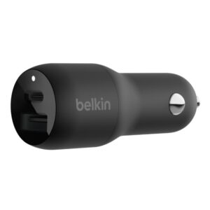 Belkin BOOST UP Dual Car Charger with PPS 37W - Adaptador de corriente para el coche - 37 vatios - PD 3.0 - 2 conectores de salida (USB, 24 pin USB-C)