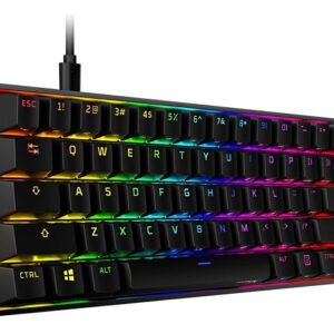 HyperX Alloy Origins 60 - Teclado - retroiluminación - USB-C - QWERTY - EE. UU. - interruptor: HyperX Red - negro