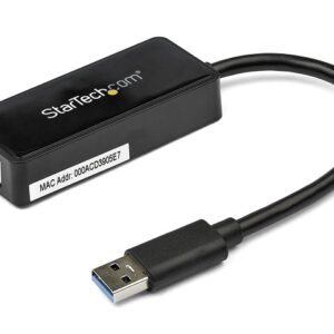 StarTech.com Adaptador Tarjeta de Red NIC Externa USB 3.0 1 Puerto Gigabit Ethernet RJ45 y 1 Puerto USB Super Speed - Cable - Negro - Adaptador de red - USB 3.0 - Gigabit Ethernet - negro - para P/N: TB33A1C