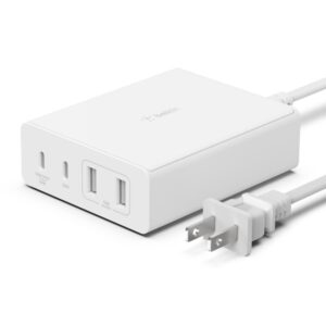 Belkin - Adaptador de corriente - tecnología GaN - 108 vatios - Fast Charge, PD 3.0 - 4 conectores de salida (2 x USB, 2 USB-C) - blanco