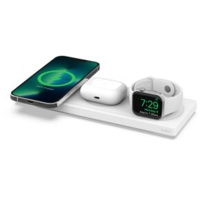 Belkin 3-in-1 - Base de carga inalámbrica - Fast Charge - blanco - para Apple AirPods; AirPods Pro; iPhone 12, 13; Watch