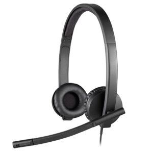 Logitech H570e Wired Headset, Stereo Headphones with Noise-Cancelling Microphone, USB, in-Line Controls with Mute Button, Indicator LED, PC/Mac/Laptop - Black - Auricular - en oreja - cableado - USB - Certificado para Skype Empresarial, con certificación Lync 2013