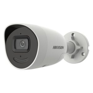 Hikvision DS-2CD2046G2-IU/SL 4 MP AcuSense Strobe Light and Audible Warning Bullet Network Camera IP67 PoE - Tecnologia DarkFighter - Micrófono incorporado