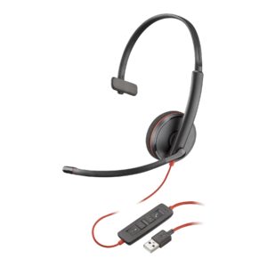 Poly Blackwire 3210 - Blackwire 3200 Series - auricular - en oreja - cableado - cancelación de sonido activo - USB-A - negro - Certificado por Skype, Certificado por Avaya, certificado con Cisco Jabber (paquete de 50)